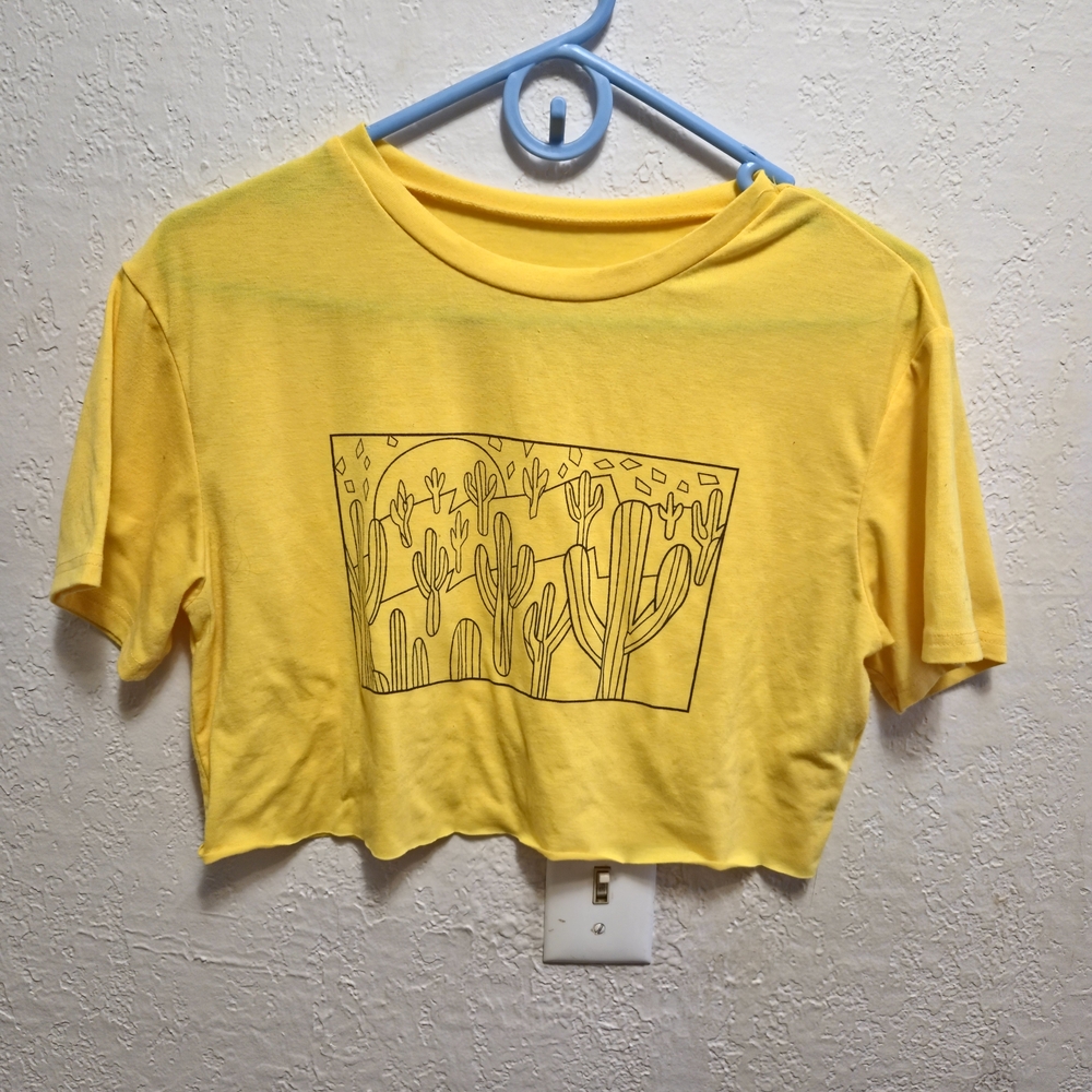 Vibrant Yellow Cactus Crop Top